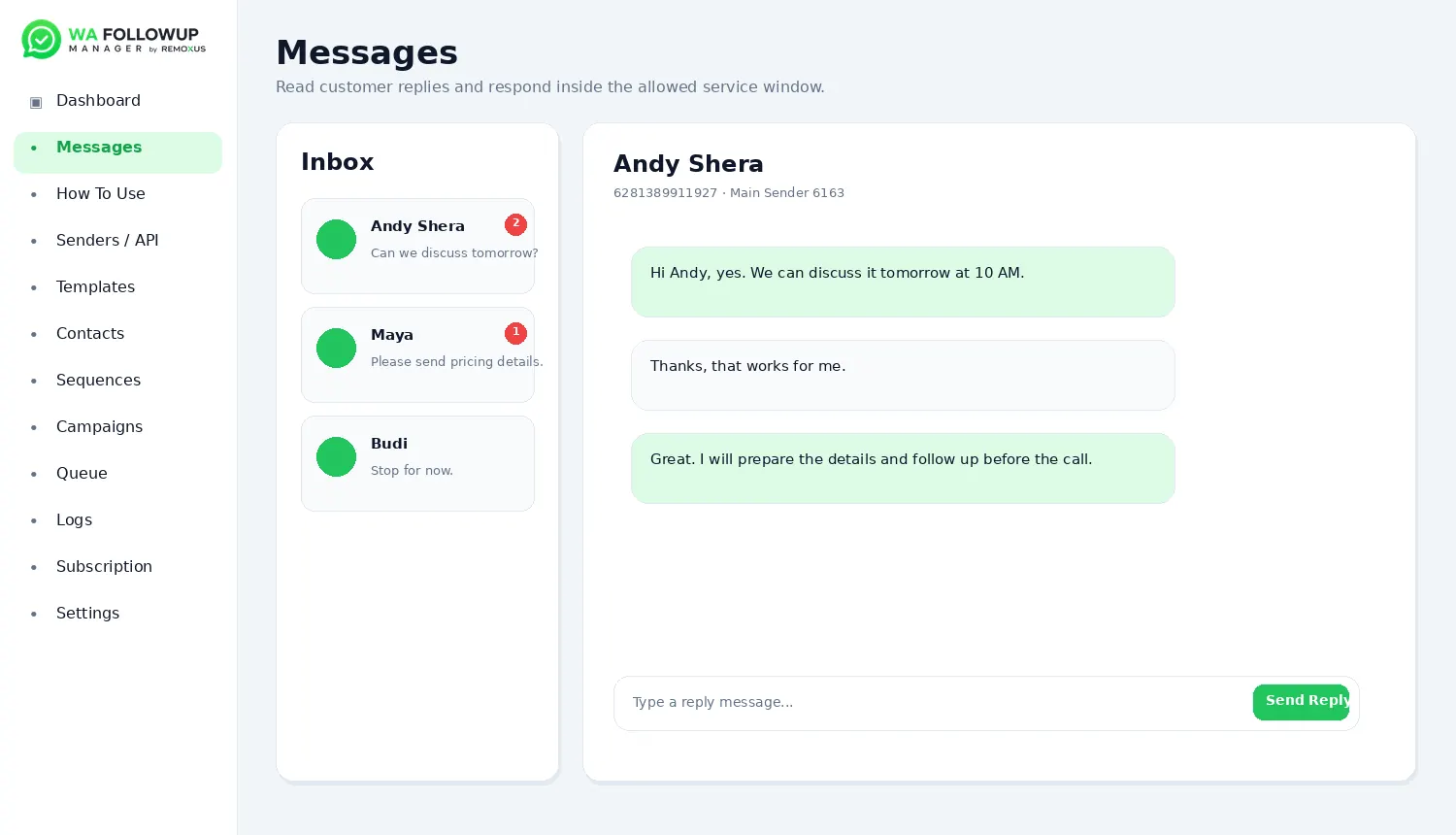 Messages inbox screenshot